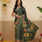 Elephant Printed Art Silk Festive Saree With Unstitched Blouse Piece
