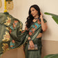 Elephant Printed Art Silk Festive Saree With Unstitched Blouse Piece