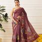 Kalamkari Printed Art Silk Festive Saree With Unstitched Blouse Piece