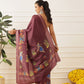 Kalamkari Printed Art Silk Festive Saree With Unstitched Blouse Piece