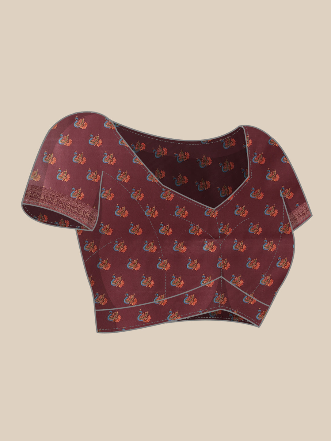 Kalamkari Printed Art Silk Festive Saree With Unstitched Blouse Piece