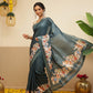 Elephant Printed Art Silk Festive Saree With Unstitched Blouse Piece