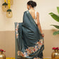 Elephant Printed Art Silk Festive Saree With Unstitched Blouse Piece
