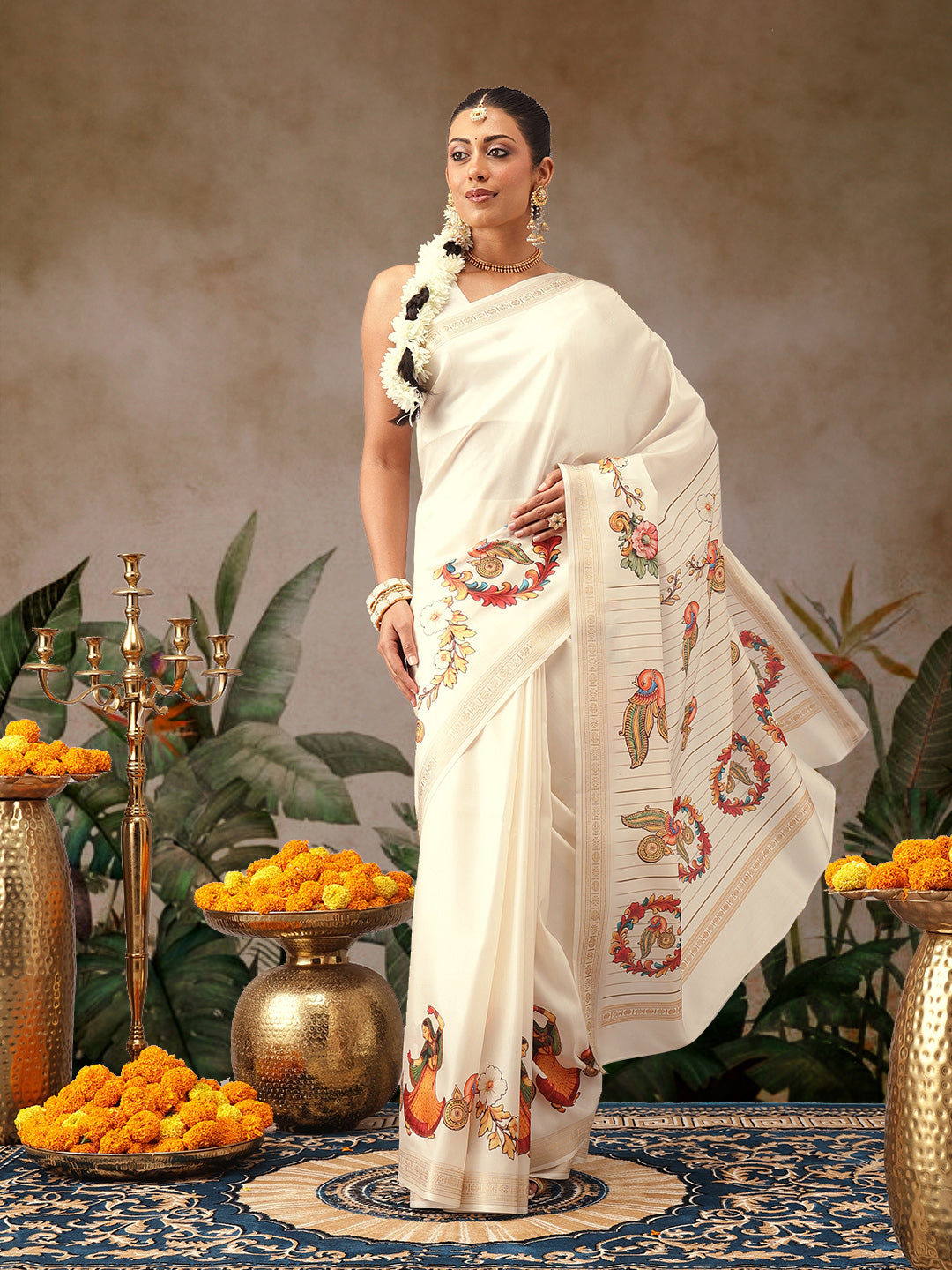 Digital Printed Festive Collection Mayli Tanjore Art Inspired Saree