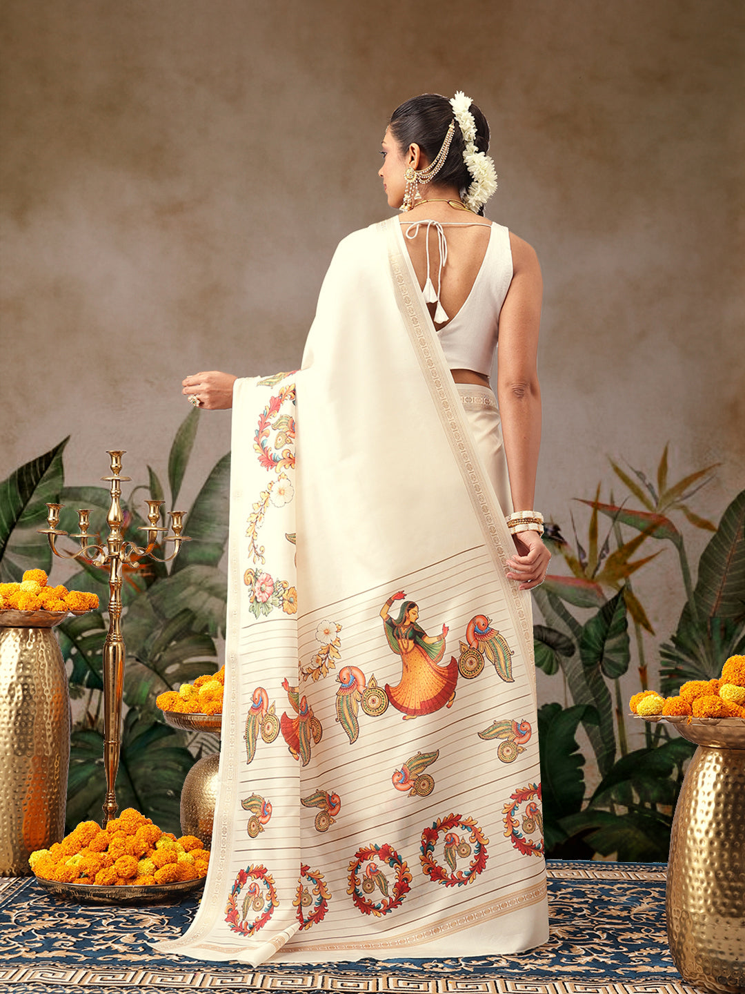 Digital Printed Festive Collection Mayli Tanjore Art Inspired Saree
