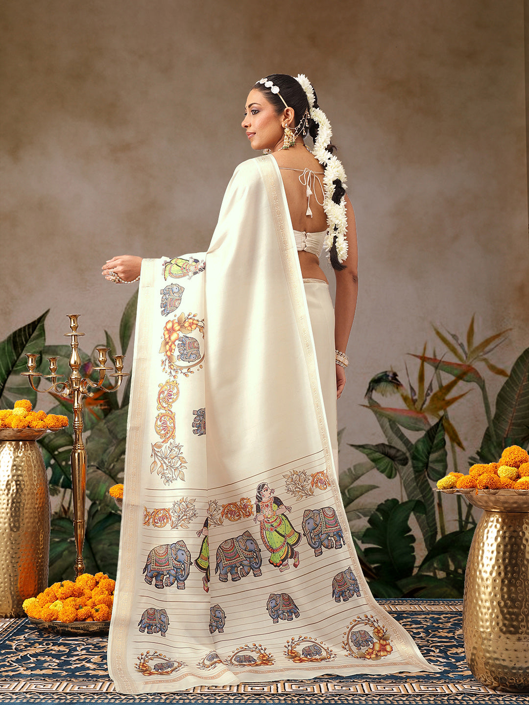 Digital Printed Festive Collection Mayli Tanjore Art Inspired Saree