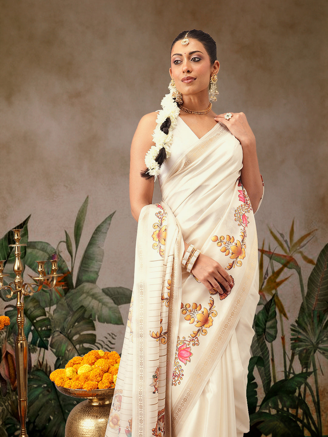 Digital Printed Festive Collection Mayli Tanjore Art Inspired Saree