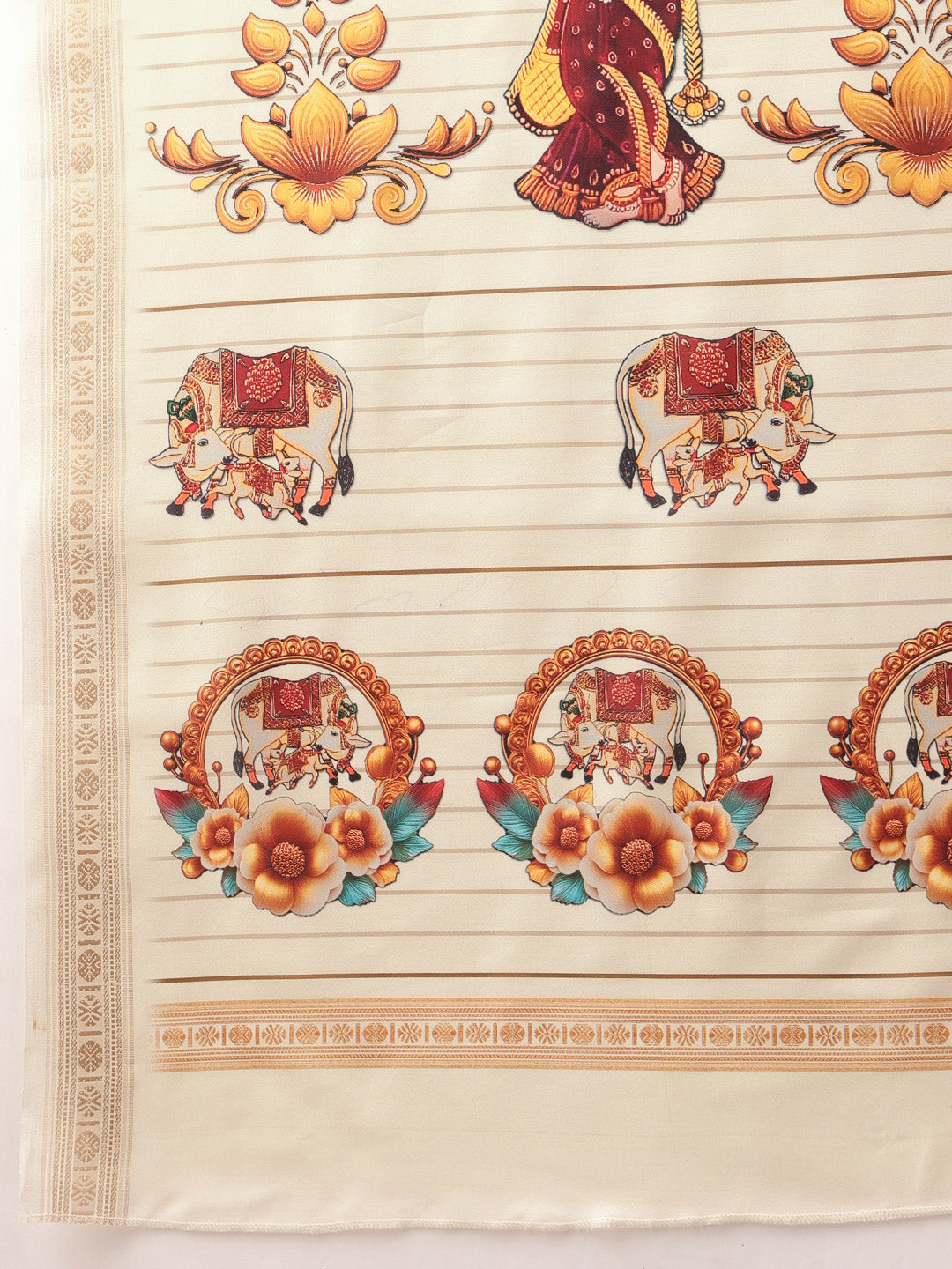 Digital Printed Festive Collection Mayli Tanjore Art Inspired Saree