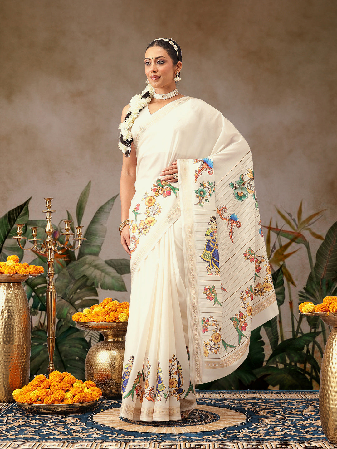 Digital Printed Festive Collection Mayli Tanjore Art Inspired Saree