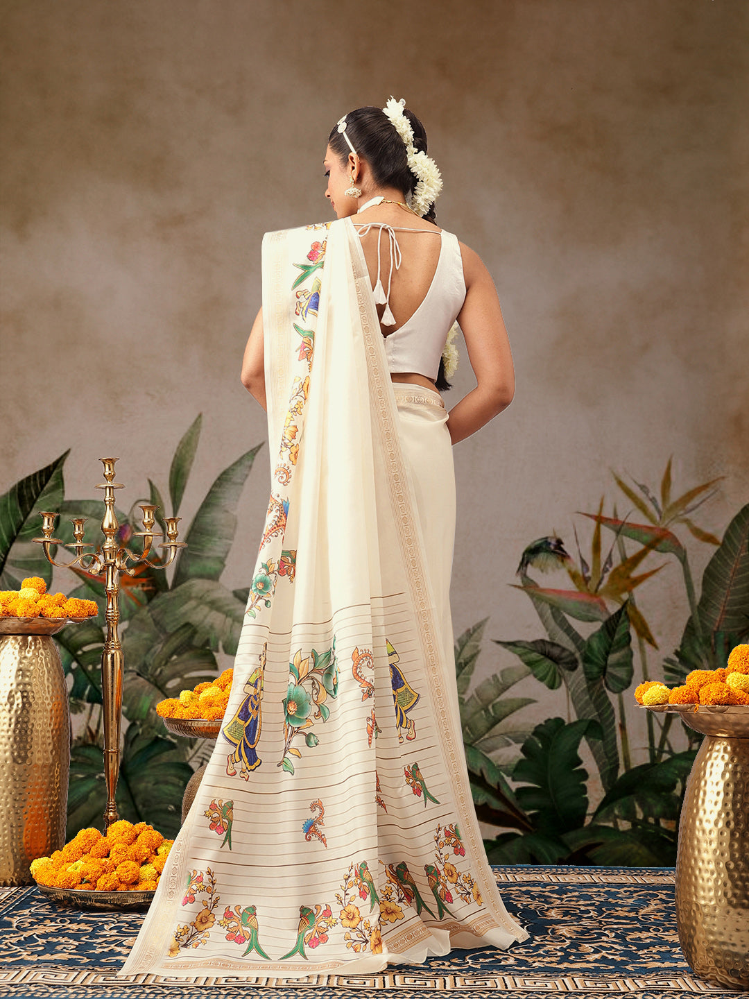 Digital Printed Festive Collection Mayli Tanjore Art Inspired Saree