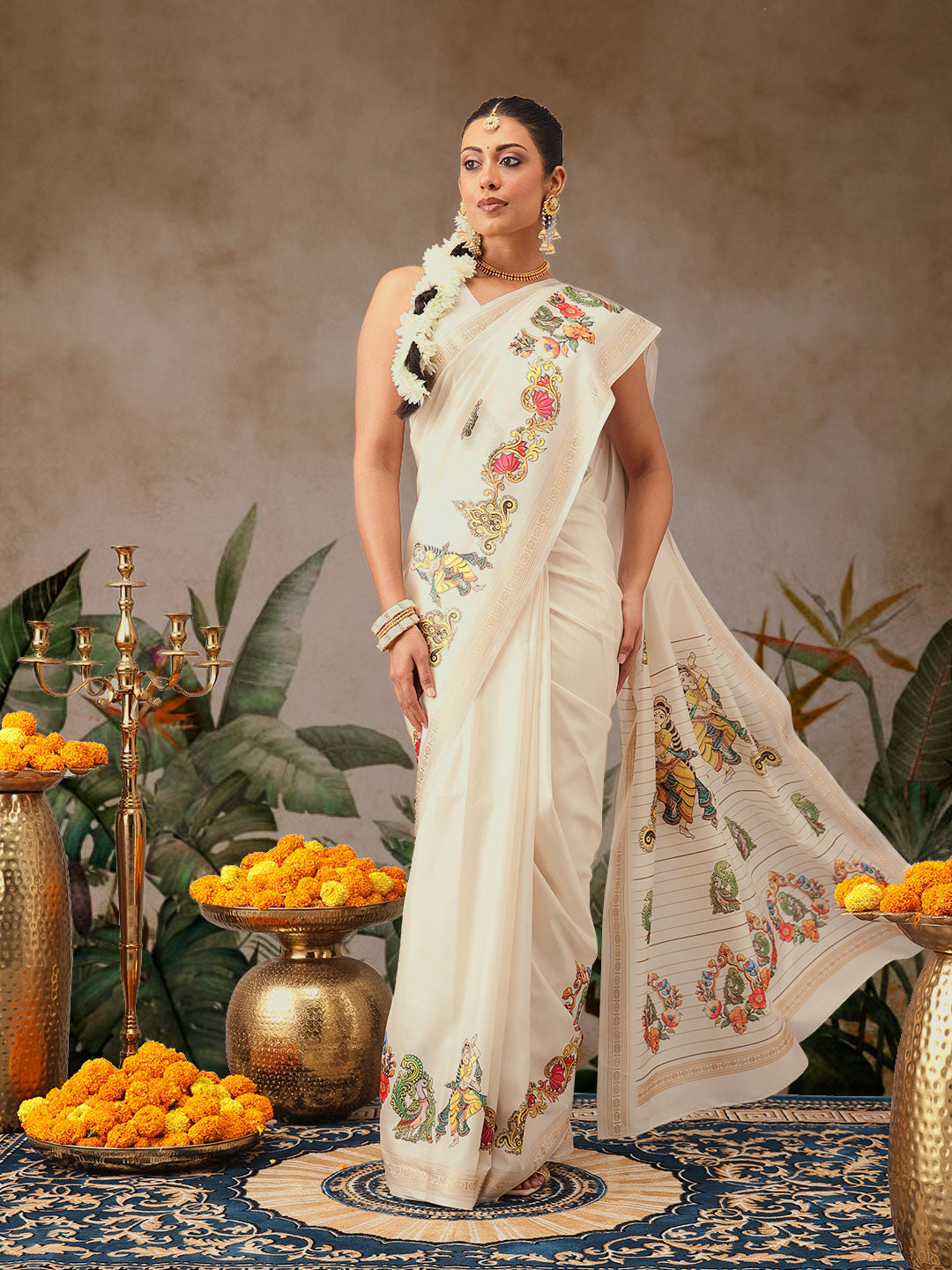 Digital Printed Festive Collection Mayli Tanjore Art Inspired Saree