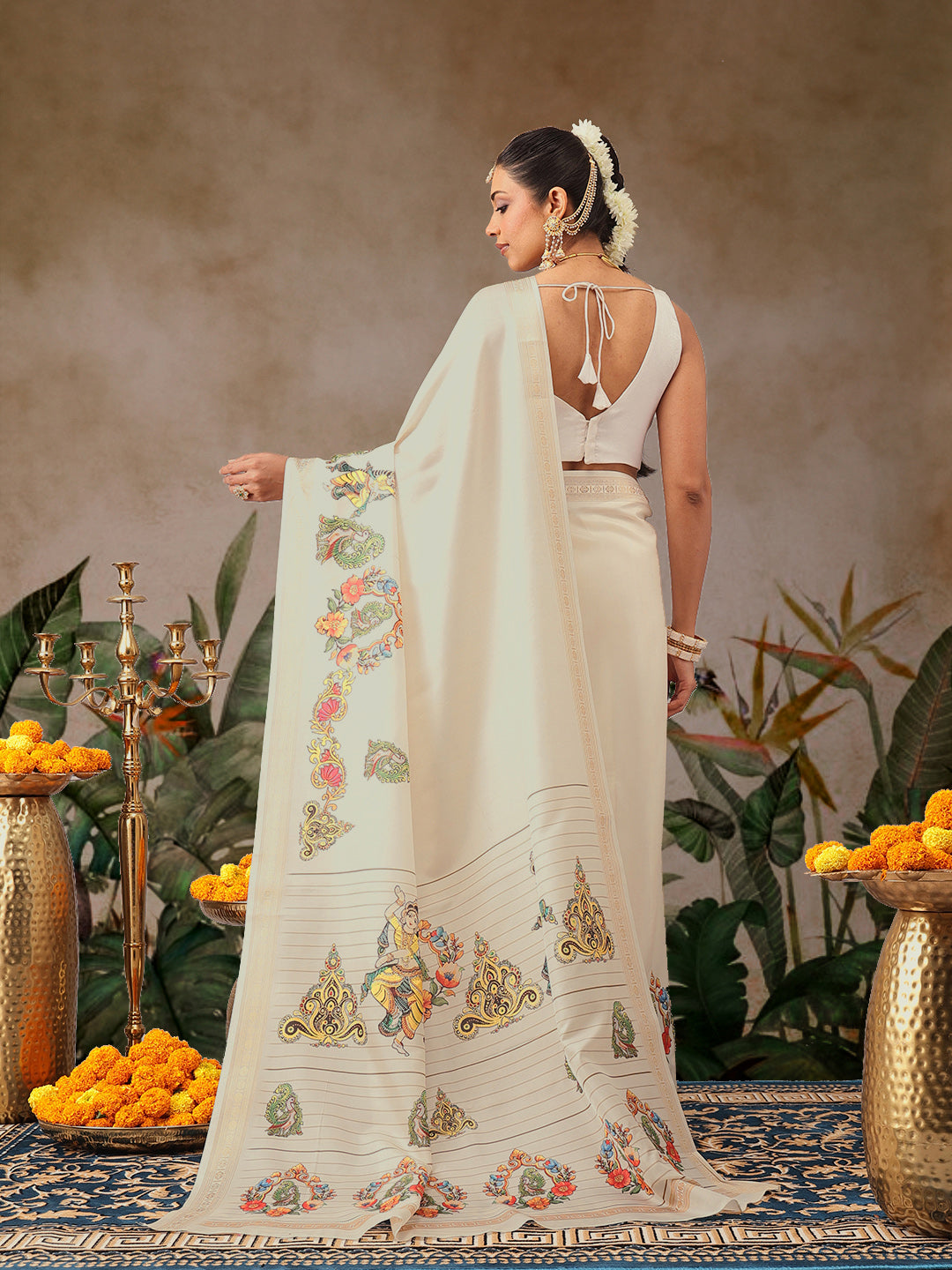 Digital Printed Festive Collection Mayli Tanjore Art Inspired Saree