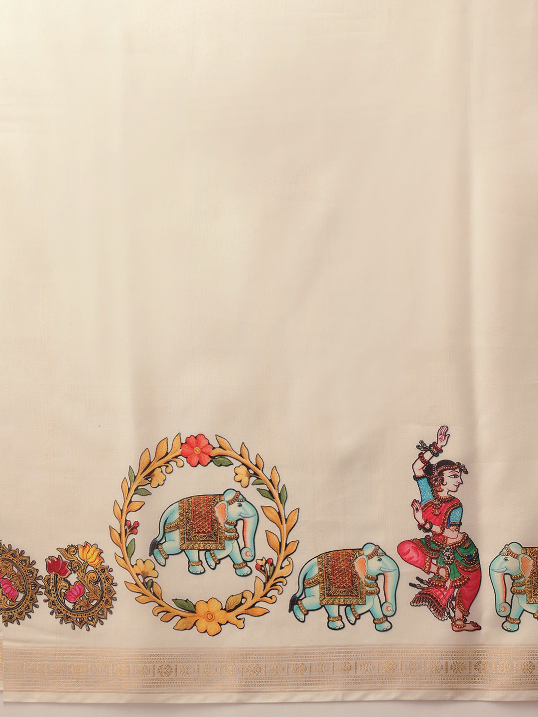 Digital Printed Festive Collection Mayli Tanjore Art Inspired Saree