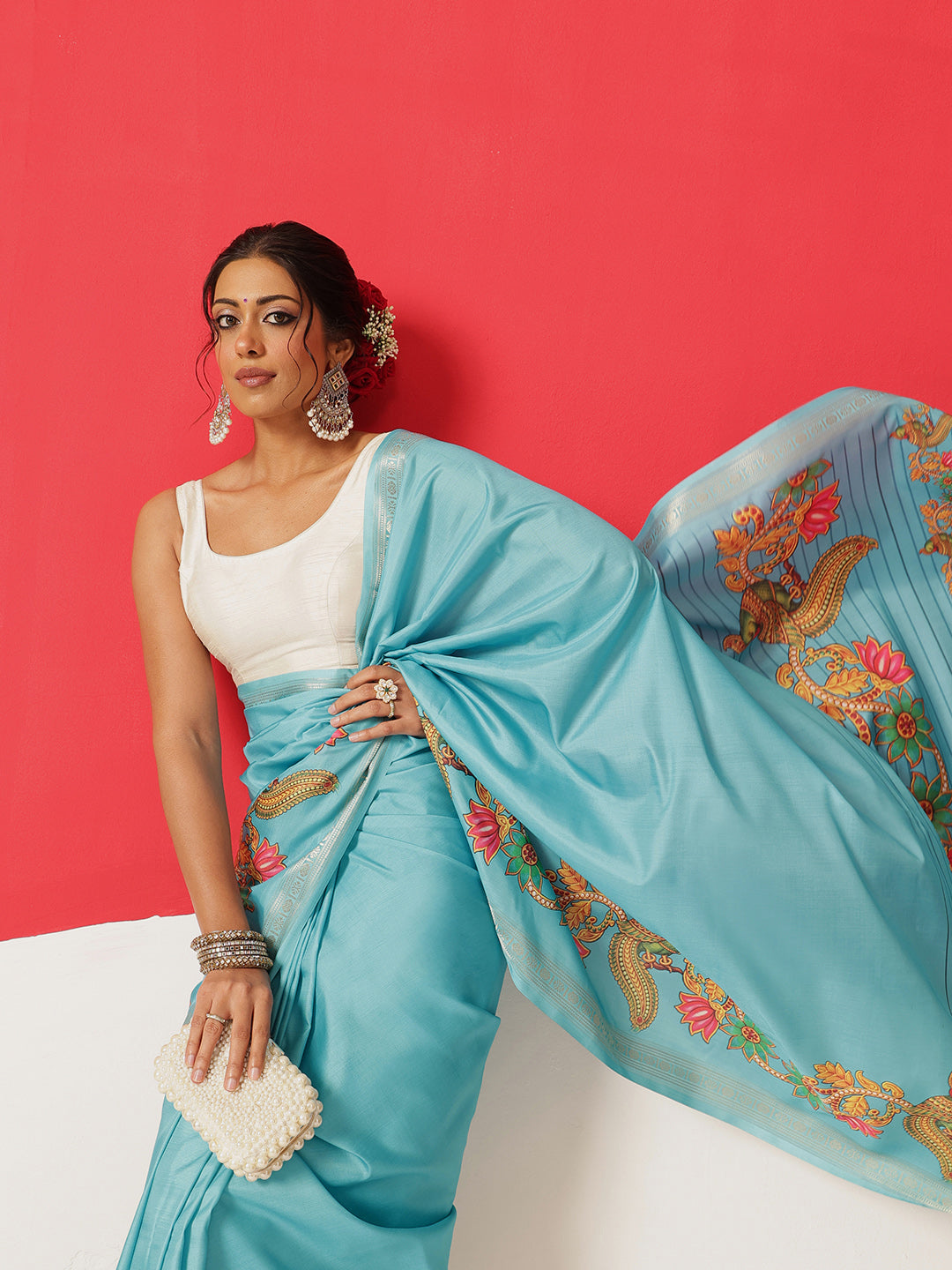 Digital Printed Premium Festive Saree with Tanjore Art Inspiration