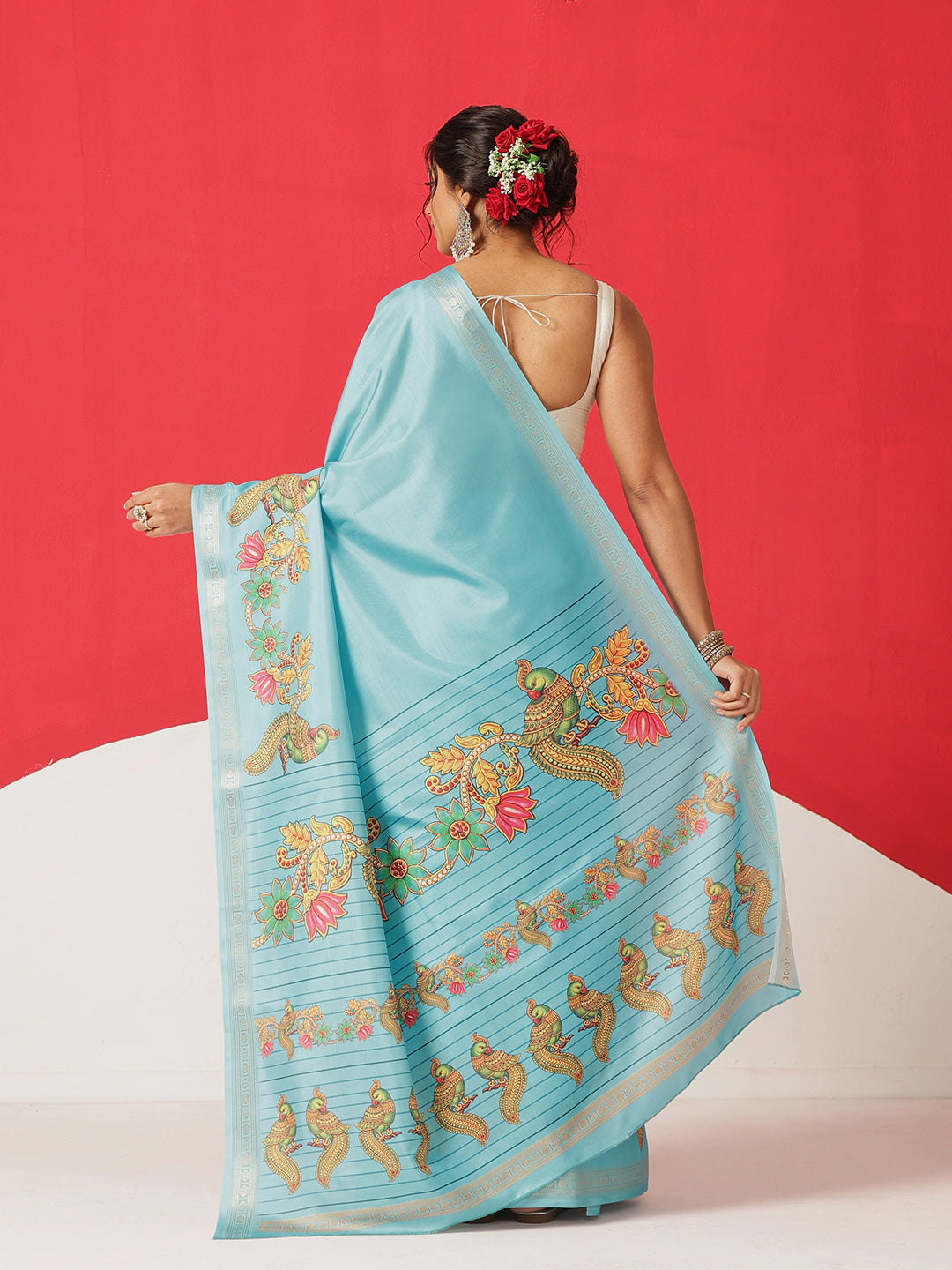 Digital Printed Premium Festive Saree with Tanjore Art Inspiration