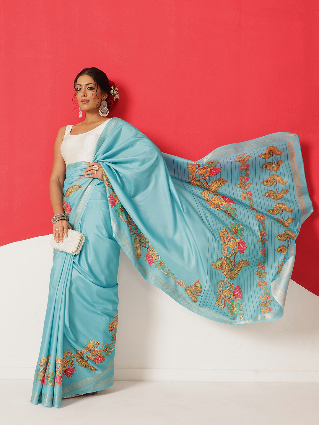 Digital Printed Premium Festive Saree with Tanjore Art Inspiration