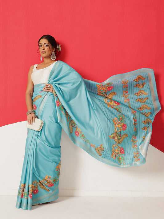 Digital Printed Premium Festive Saree with Tanjore Art Inspiration