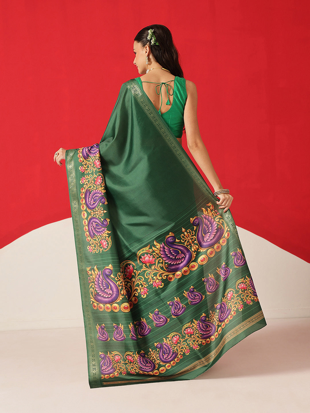 Digital Printed Premium Festive Saree with Tanjore Art Inspiration