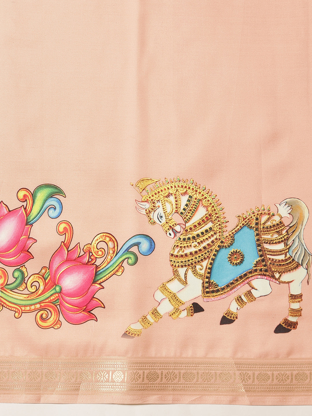 Digital Printed Premium Festive Saree with Tanjore Art Inspiration