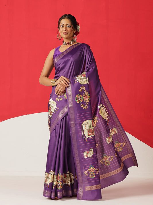Digital Printed Premium Festive Saree with Tanjore Art Inspiration