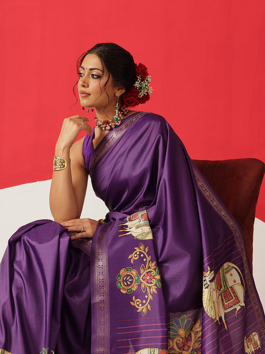 Digital Printed Premium Festive Saree with Tanjore Art Inspiration