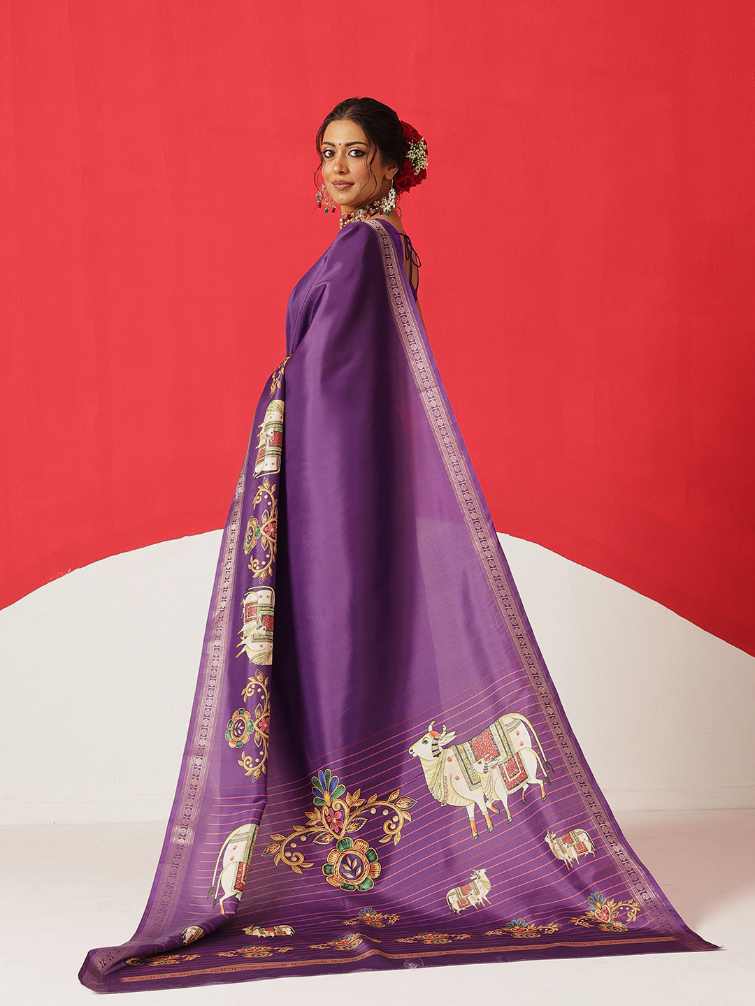 Digital Printed Premium Festive Saree with Tanjore Art Inspiration