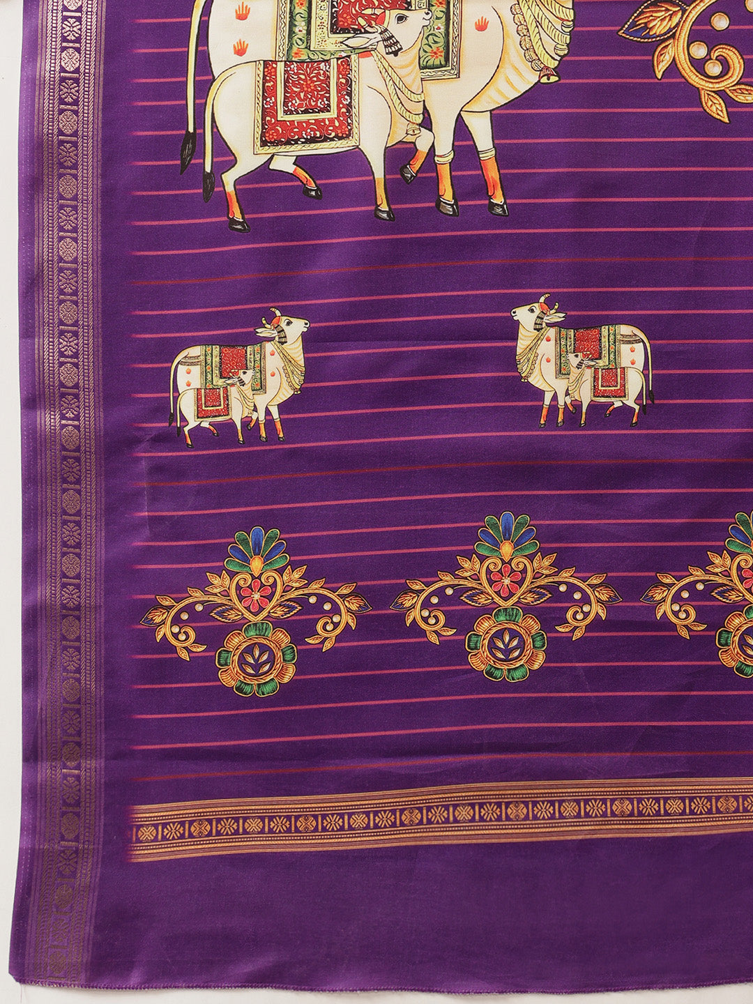 Digital Printed Premium Festive Saree with Tanjore Art Inspiration