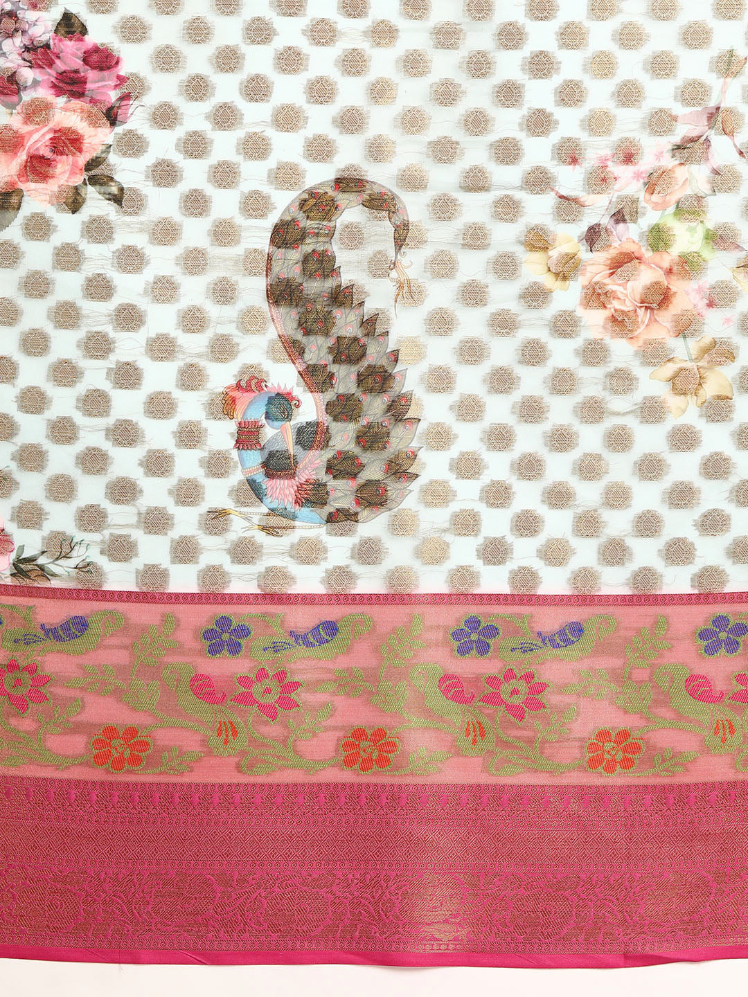 Kanjivaram Silk Zari Woven Digital Printed Saree