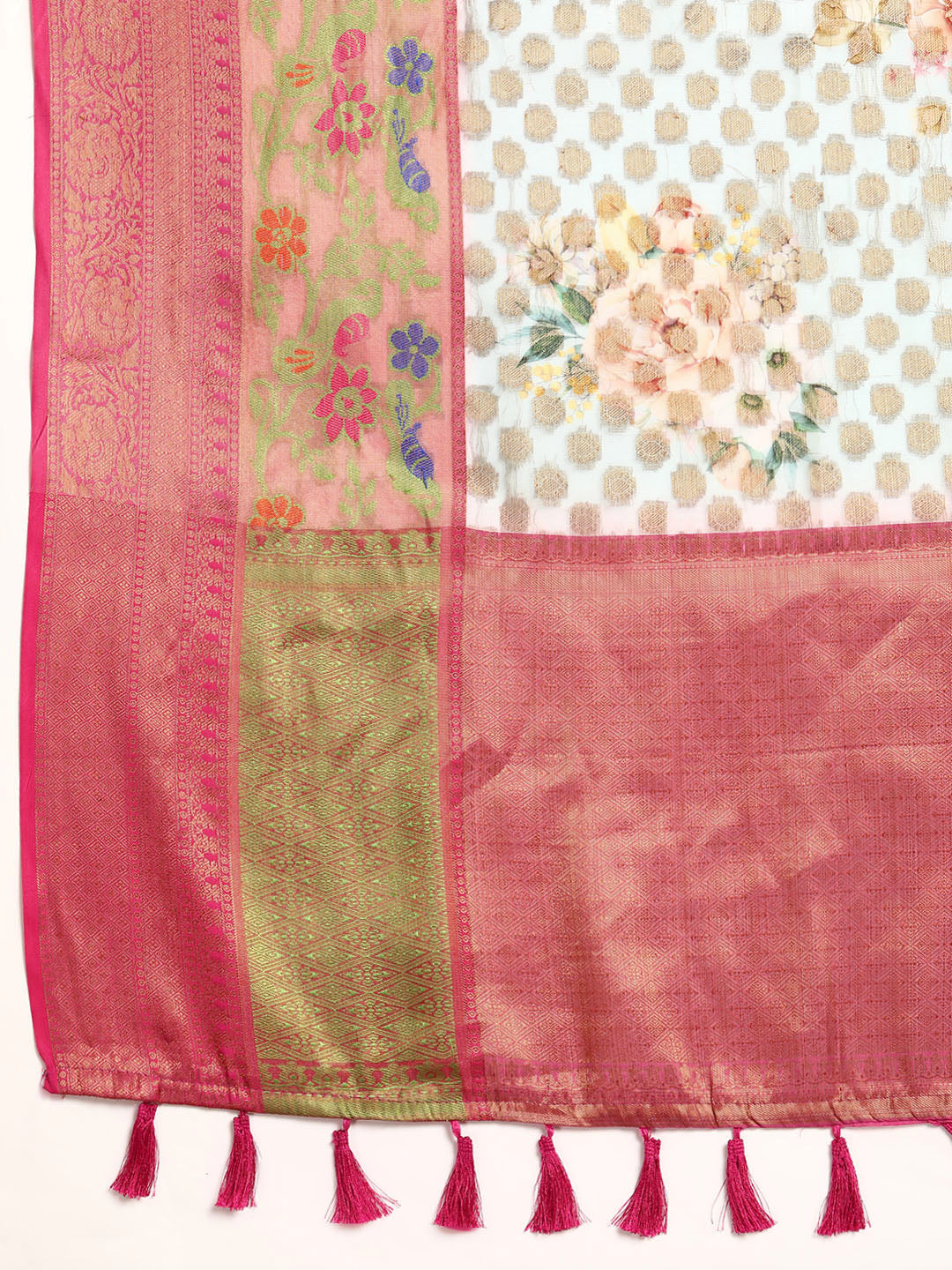 Kanjivaram Silk Zari Woven Digital Printed Saree