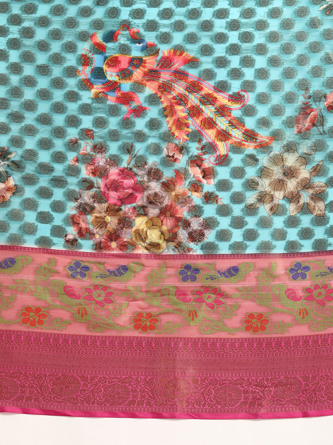 Kanjivaram Silk Zari Woven Digital Printed Saree