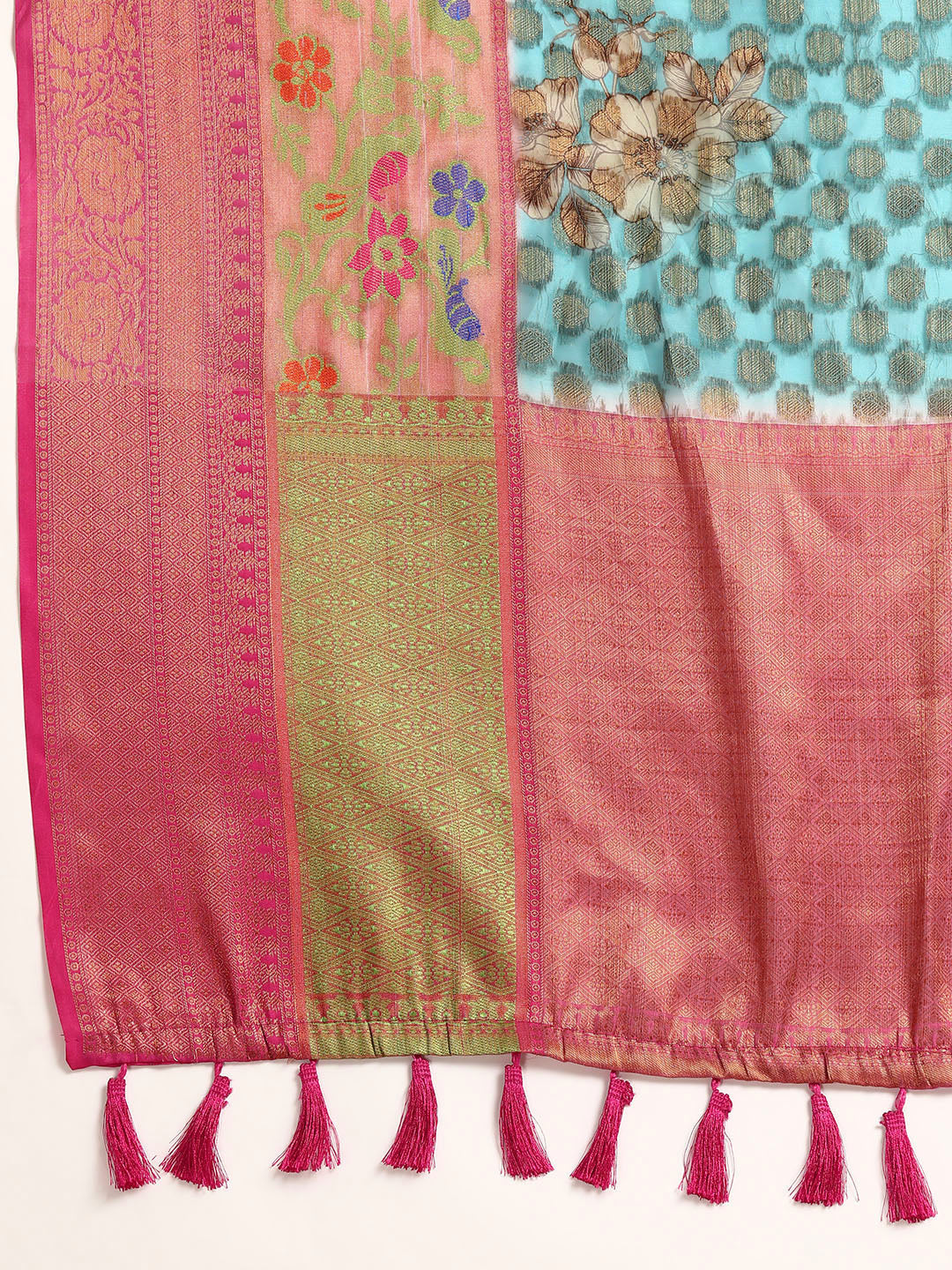 Kanjivaram Silk Zari Woven Digital Printed Saree