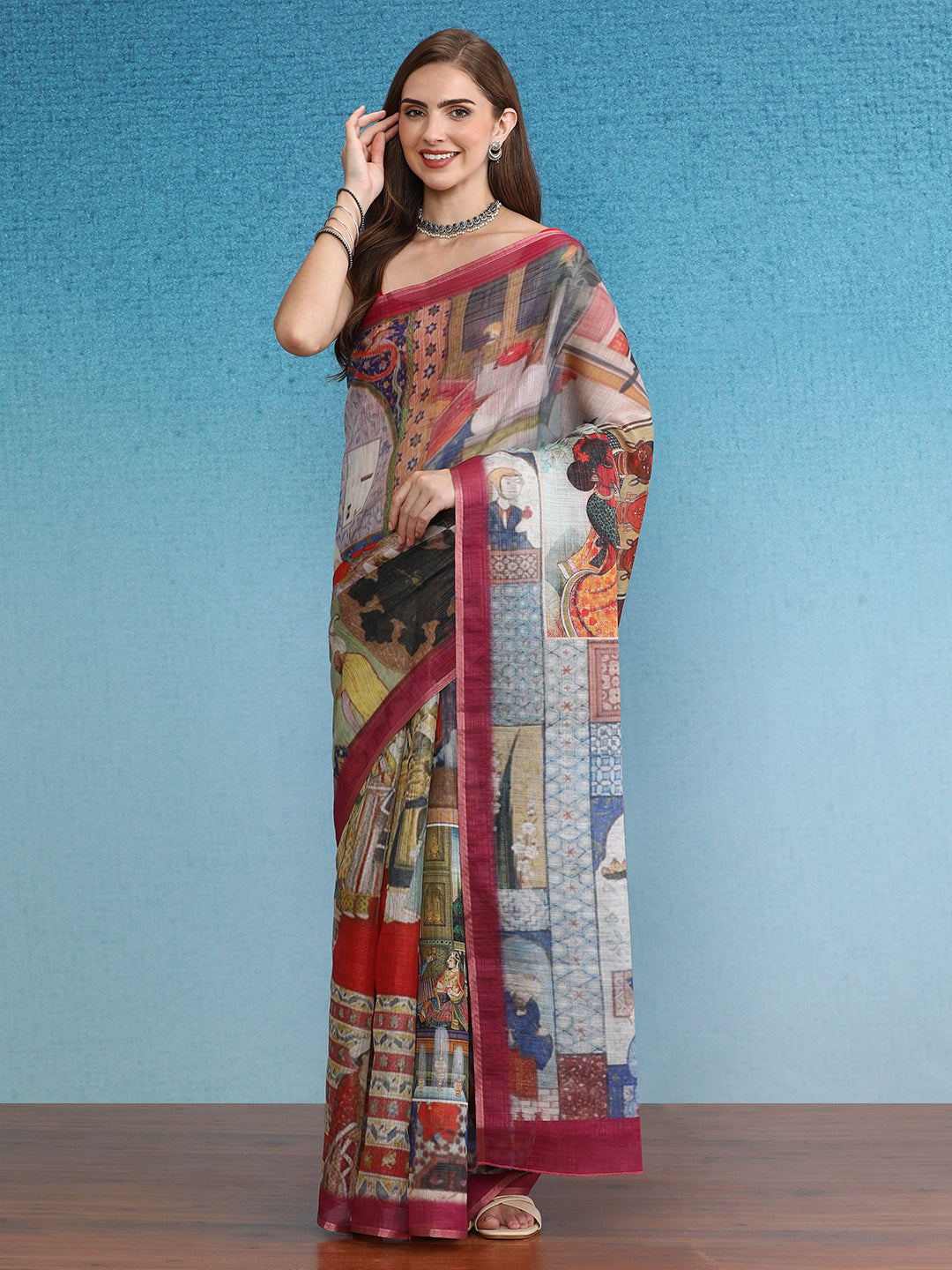 Cotton Zari Tissue Printed Saree