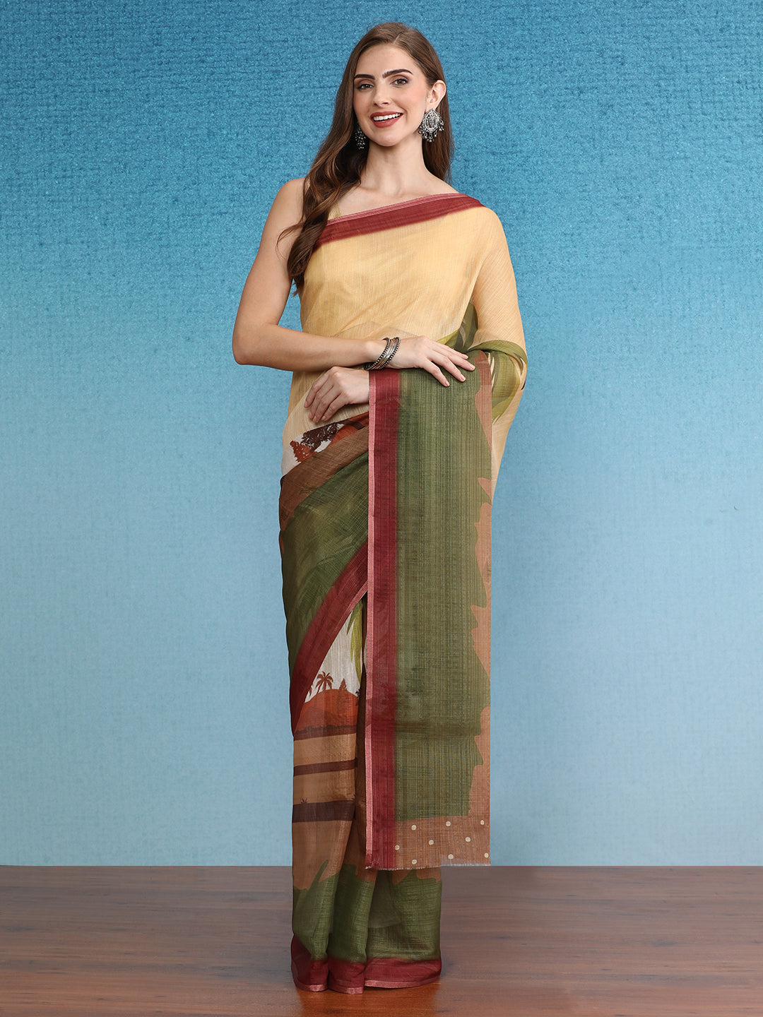 Cotton Zari Tissue Printed Saree