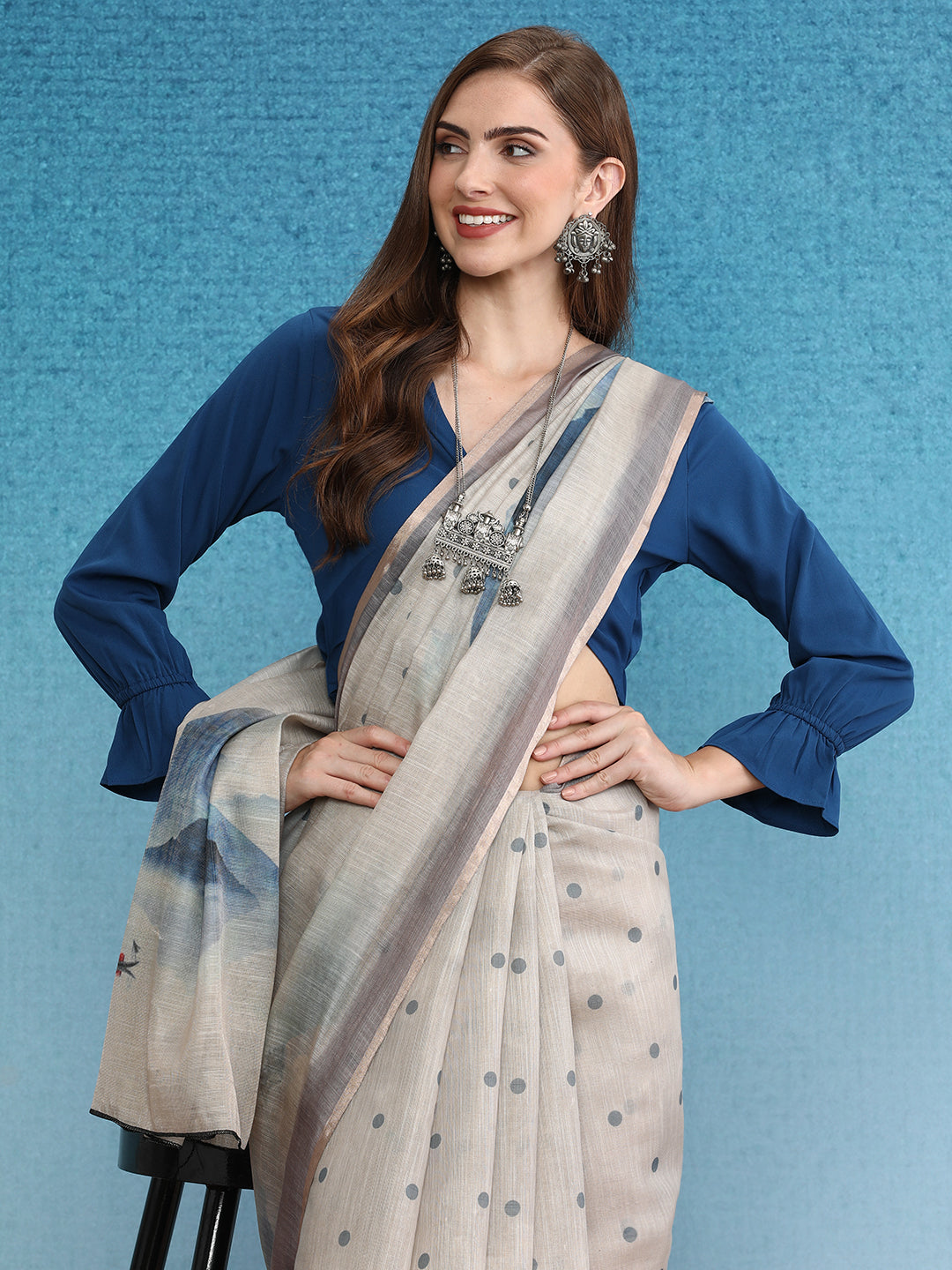 Cotton Zari Tissue Printed Saree