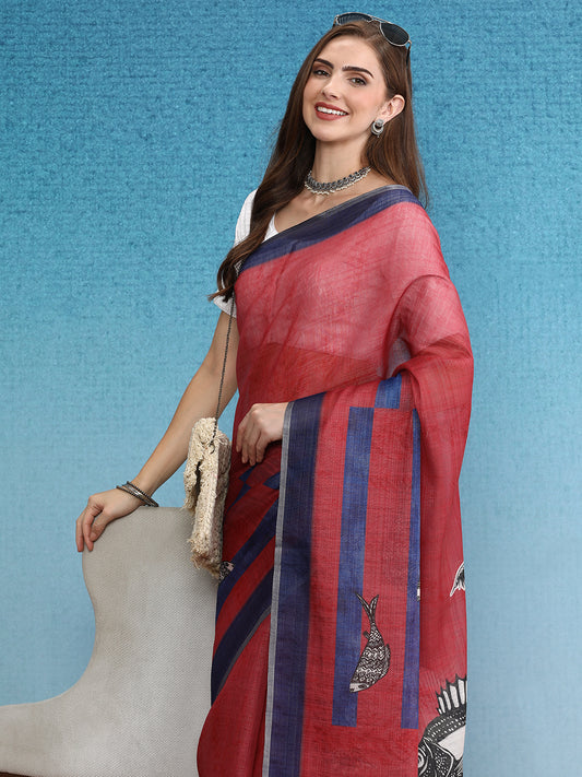 Cotton Zari Tissue Printed Saree