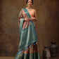 Kanjeevaram Pattu Zari Woven Border Digital Printed Saree