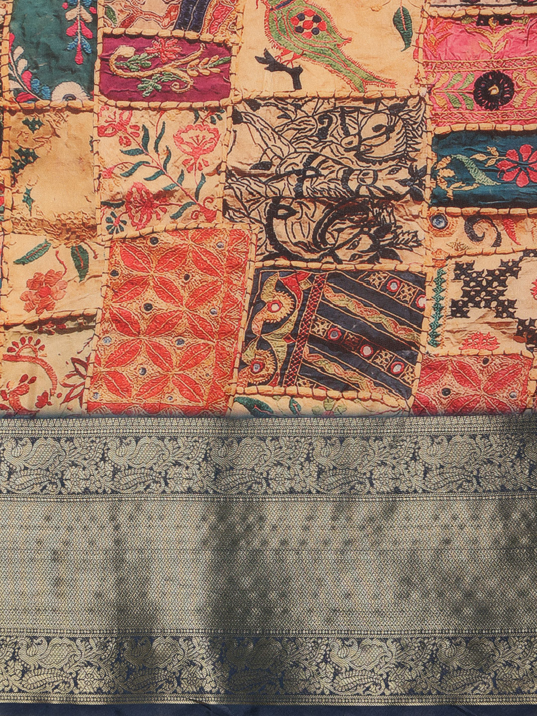 Kanjeevaram Pattu Zari Woven Border Digital Printed Saree