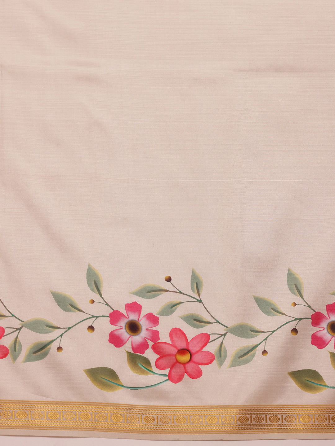 Onam Special Floral Printed Silk Kasavu Saree