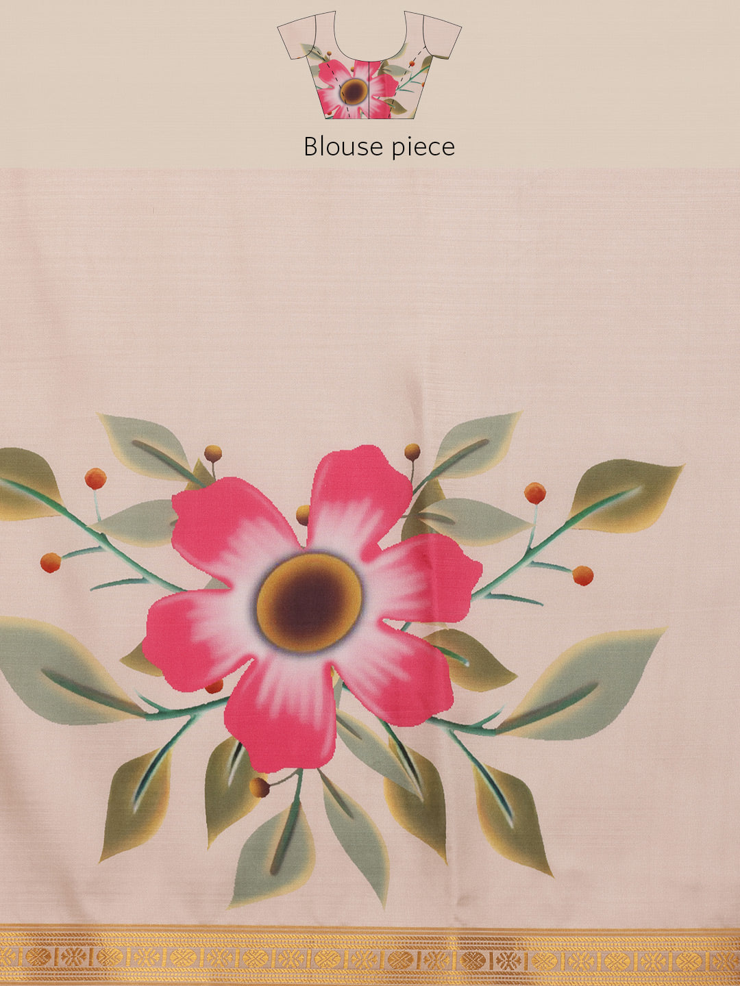 Onam Special Floral Printed Silk Kasavu Saree