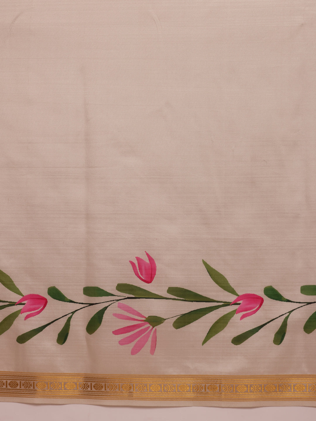 Onam Special Floral Printed Silk Kasavu Saree