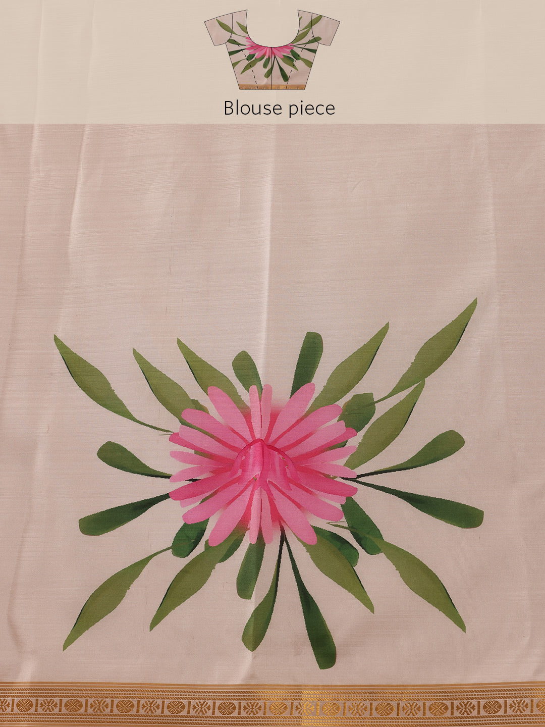 Onam Special Floral Printed Silk Kasavu Saree