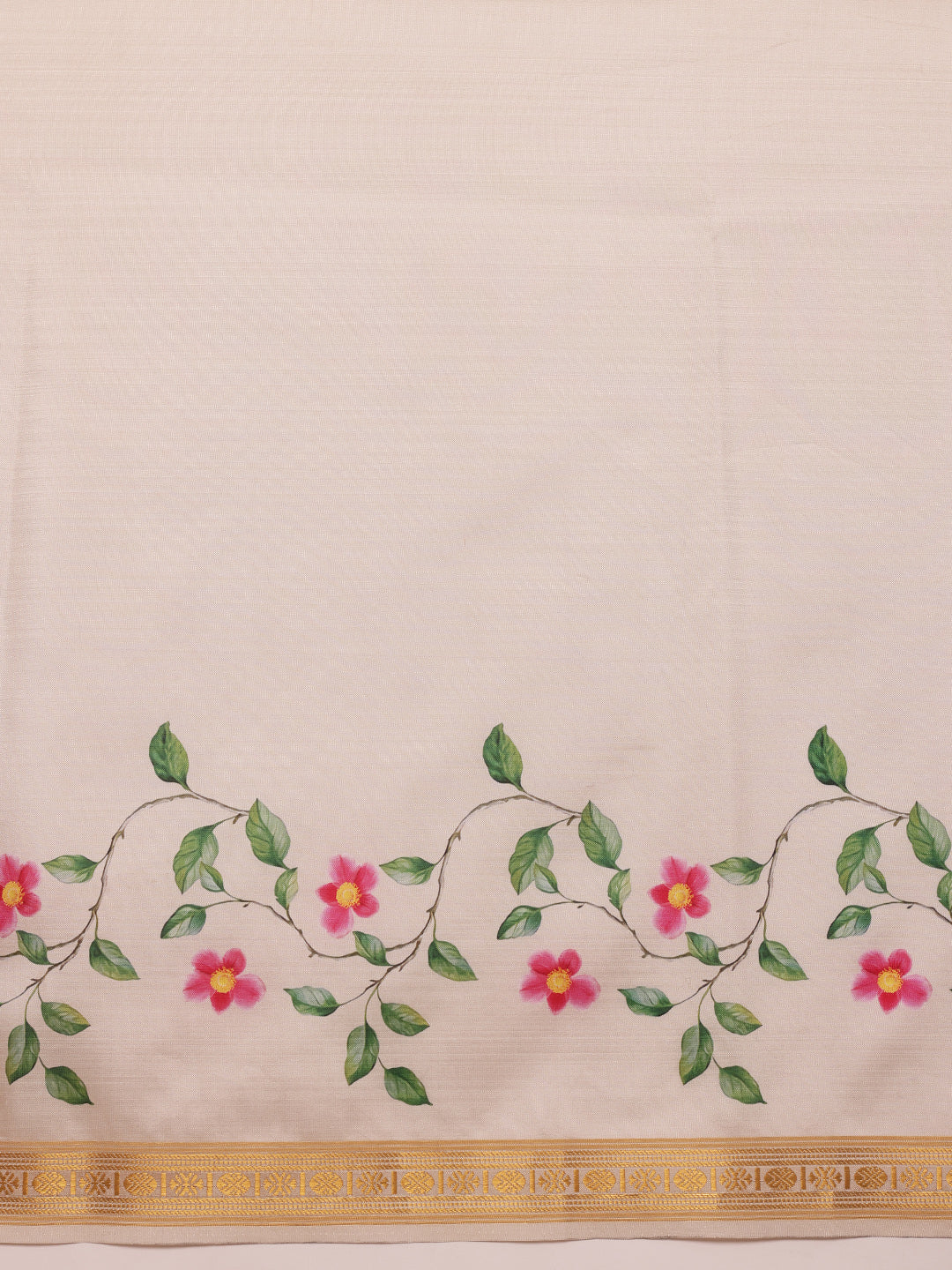 Onam Special Floral Printed Silk Kasavu Saree