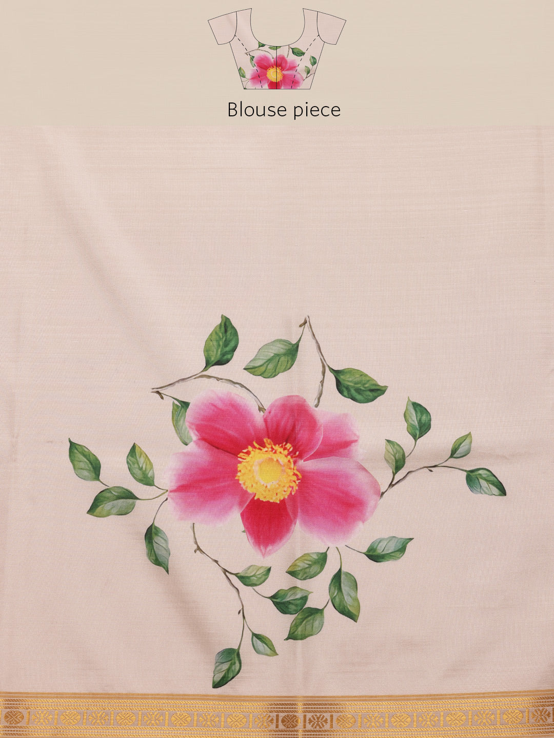 Onam Special Floral Printed Silk Kasavu Saree