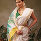 Onam Special Floral Printed Silk Kasavu Saree