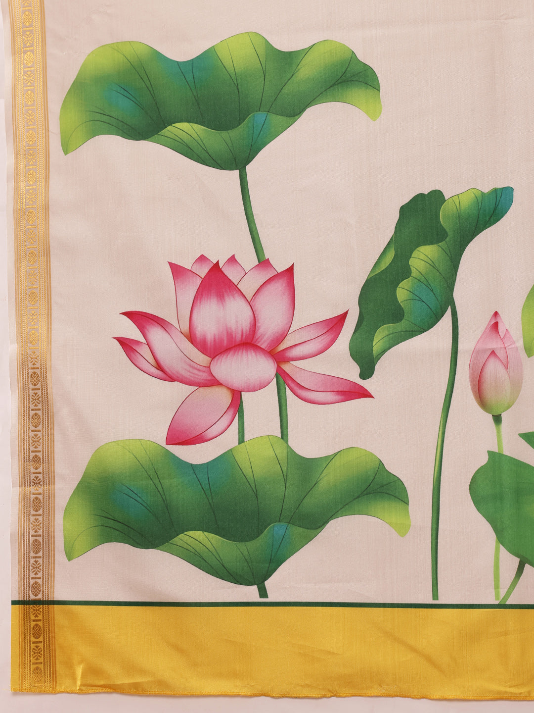 Onam Special Floral Printed Silk Kasavu Saree
