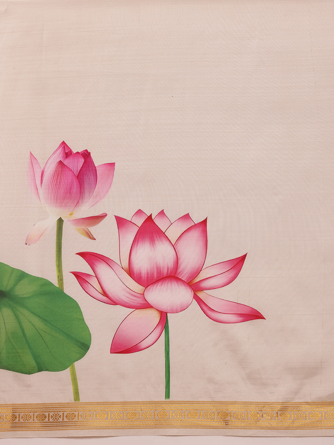 Onam Special Floral Printed Silk Kasavu Saree