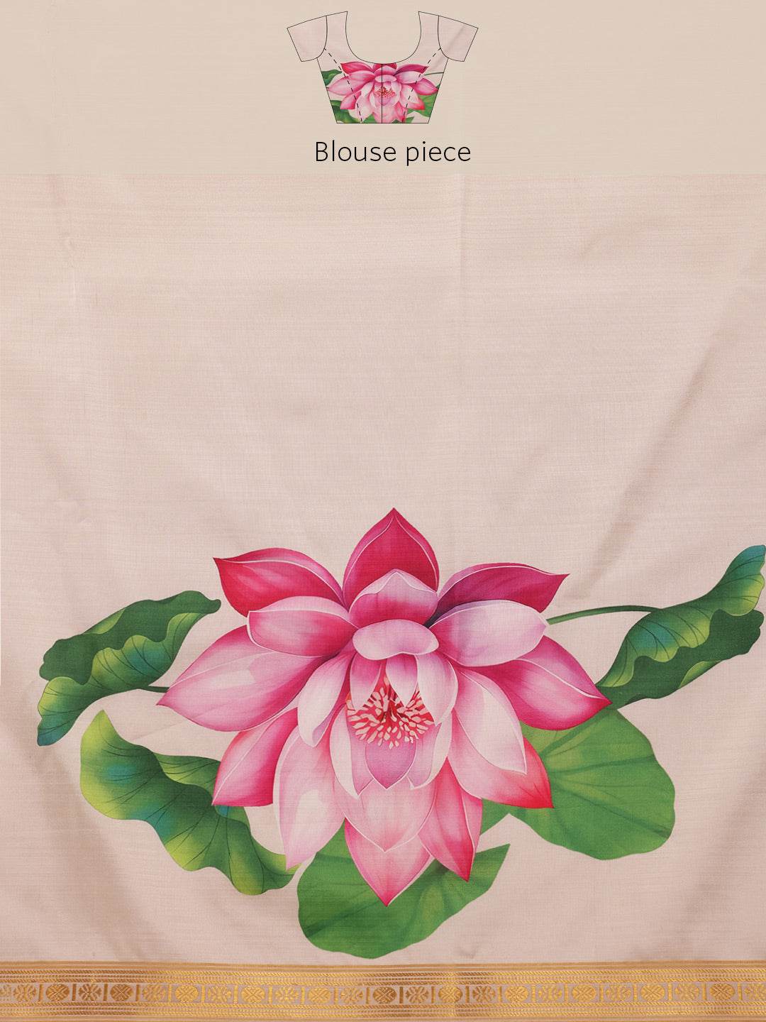 Onam Special Floral Printed Silk Kasavu Saree