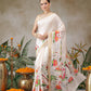 Digital Printed Animal & Floral Printed Tussar Silk Saree With Printed Blouse