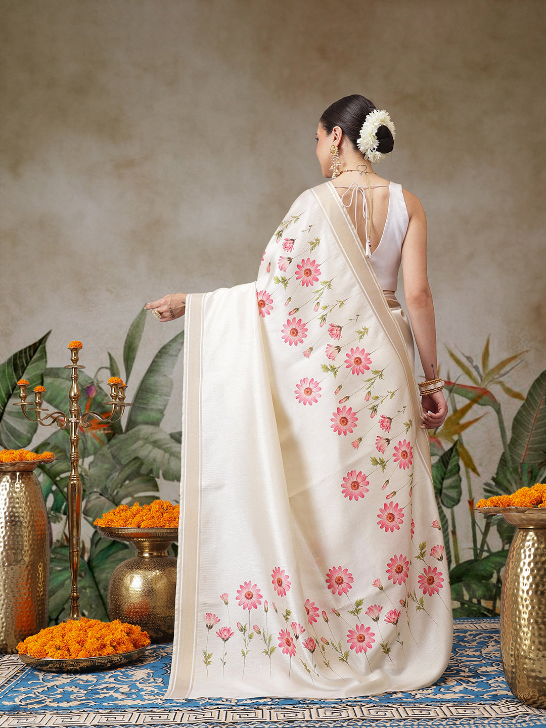 Onam Special Digital Printed Soft Silk Kasavu Saree With Printed Blouse