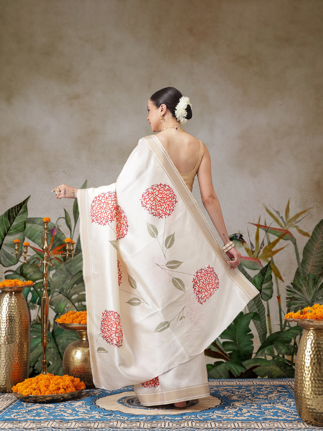 Onam Special Digital Printed Soft Silk Kasavu Saree With Printed Blouse